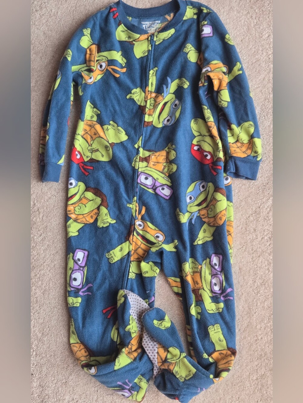 Kids Blue Ninja Turtles Fleece One-Piece Pajamas